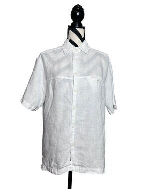 Apres 100% Linen Coastal Grandma Shirt-Sleeve Button Front Shirt Sz S
